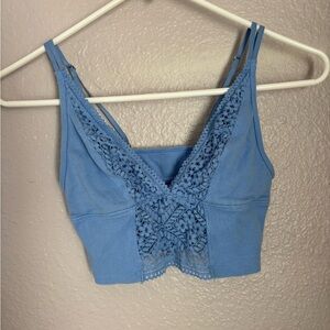 Aerie Blue Lace Detail Tank Top
